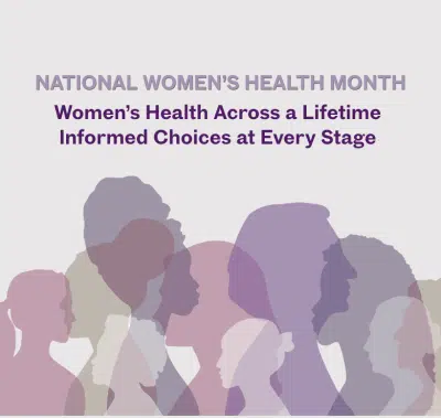 silhouette of women's profiles and headline: National Women's Health Month