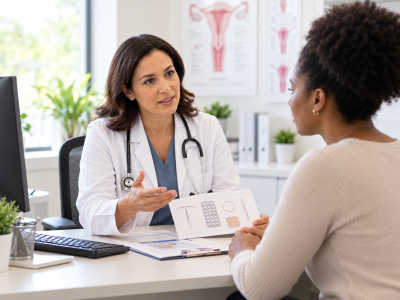 Female clinician speaking with a female patient